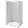 Mexen Lima Duo kabina prysznicowa składana 80 x 70 cm, transparent, chrom + brodzik Flat - 856-080-070-01-02-4010