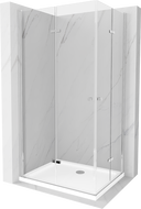 Mexen Lima Duo kabina prysznicowa składana 80 x 70 cm, transparent, chrom + brodzik Flat - 856-080-070-01-02-4010