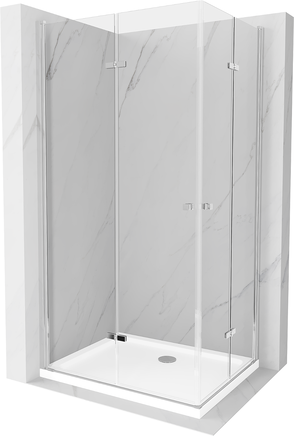 Mexen Lima Duo kabina prysznicowa składana 90 x 80 cm, transparent, chrom + brodzik Flat - 856-090-080-01-02-4010