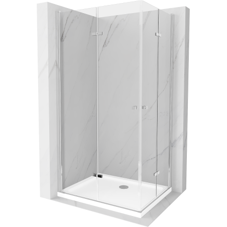 Mexen Lima Duo kabina prysznicowa składana 100 x 90 cm, transparent, chrom + brodzik Flat - 856-100-090-01-02-4010