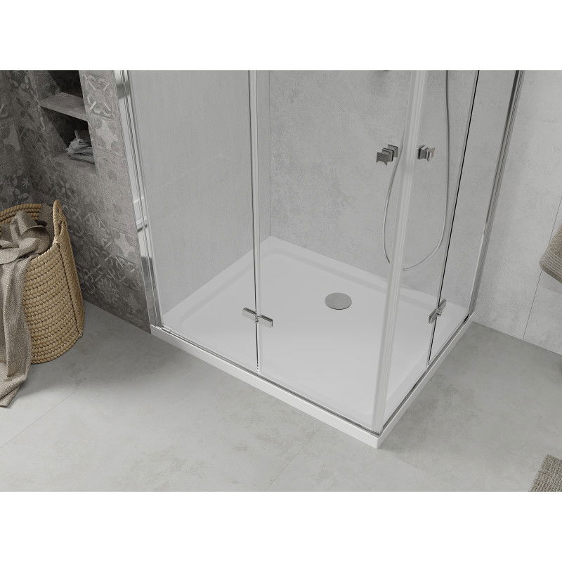Mexen Lima Duo kabina prysznicowa składana 100 x 90 cm, transparent, chrom + brodzik Flat - 856-100-090-01-02-4010