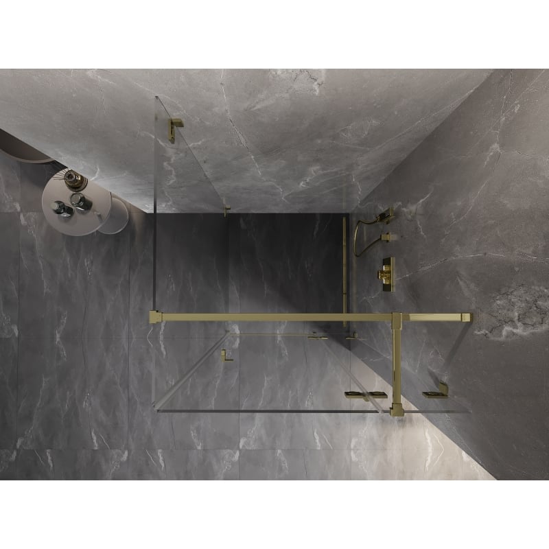 Mexen Lunar T kabina prysznicowa uchylna prawa 80 x 80 cm, transparent, złota - 834T-080-080-50-00-P