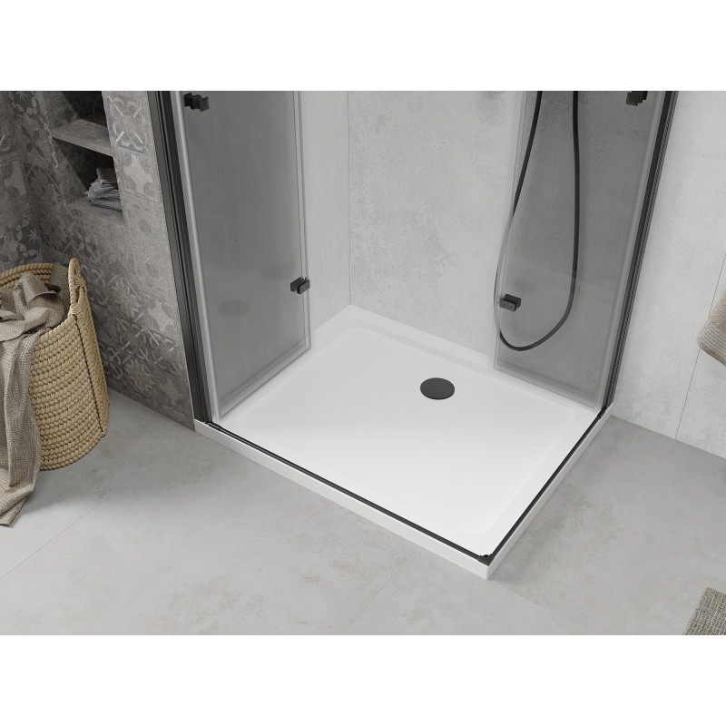 Mexen Lima Duo kabina prysznicowa składana 90 x 80 cm, transparent, czarna + brodzik Flat - 856-090-080-70-02-4010B