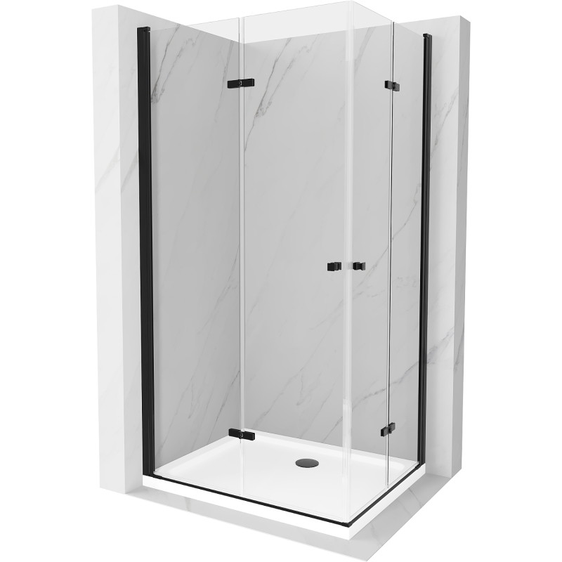 Mexen Lima Duo kabina prysznicowa składana 90 x 80 cm, transparent, czarna + brodzik Flat - 856-090-080-70-02-4010B