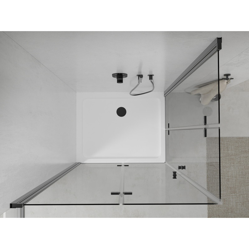 Mexen Lima Duo kabina prysznicowa składana 100 x 90 cm, transparent, czarna + brodzik Flat - 856-100-090-70-02-4010B