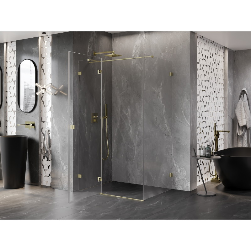Mexen Lunar T kabina prysznicowa uchylna lewa 70 x 90 cm, transparent, złota szczotkowana - 834T-070-090-55-00-L