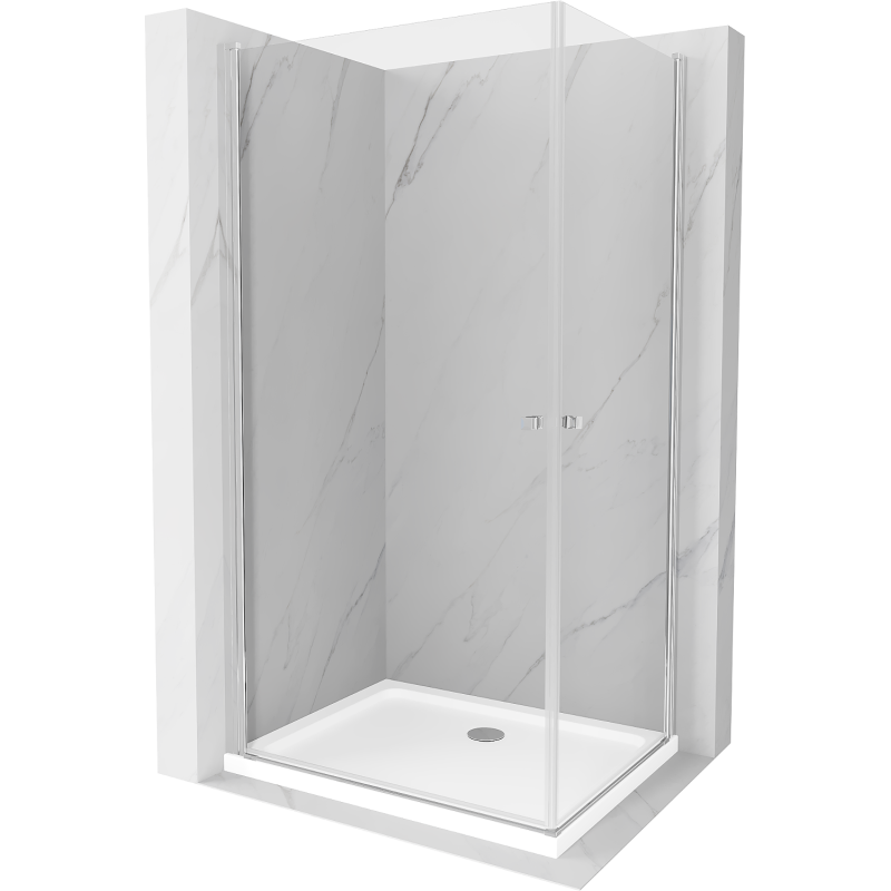 Mexen Pretoria Duo kabina prysznicowa uchylna 80 x 70 cm, transparent, chrom + brodzik Flat - 852-080-070-01-02-4010