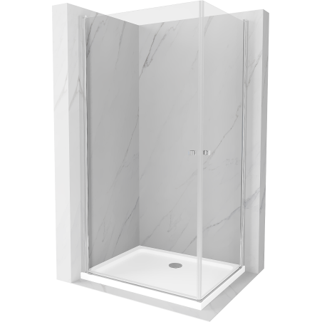 Mexen Pretoria Duo kabina prysznicowa uchylna 80 x 70 cm, transparent, chrom + brodzik Flat - 852-080-070-01-02-4010