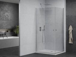 Mexen Pretoria Duo kabina prysznicowa uchylna 80 x 70 cm, transparent, chrom + brodzik Flat - 852-080-070-01-02-4010