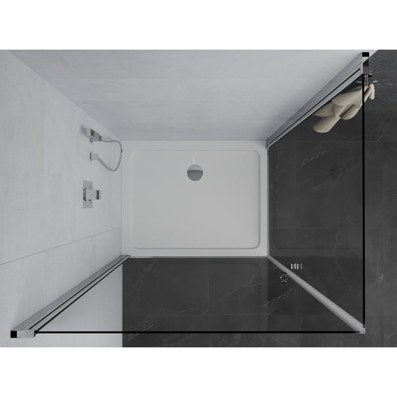 Mexen Pretoria Duo kabina prysznicowa uchylna 90 x 80 cm, transparent, chrom + brodzik Flat - 852-090-080-01-02-4010