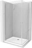 Mexen Pretoria Duo kabina prysznicowa uchylna 90 x 80 cm, transparent, chrom + brodzik Flat - 852-090-080-01-02-4010