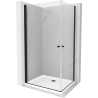 Mexen Pretoria Duo kabina prysznicowa uchylna 90 x 80 cm, transparent, czarna + brodzik Flat - 852-090-080-70-02-4010B