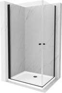 Mexen Pretoria Duo kabina prysznicowa uchylna 90 x 80 cm, transparent, czarna + brodzik Flat - 852-090-080-70-02-4010B