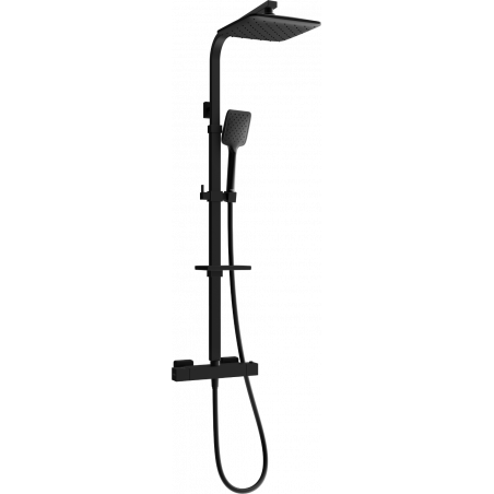 Mexen CQ62 zestaw prysznicowy natynkowy z deszczownicą i baterią termostatyczną, czarny - 772506295-70