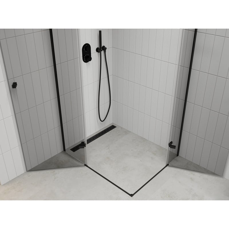 Mexen Roma Duo kabina prysznicowa uchylna 80 x 70 cm, transparent, czarna - 854-080-070-70-00-02