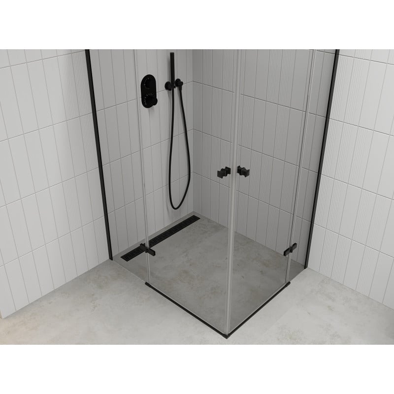 Mexen Roma Duo kabina prysznicowa uchylna 80 x 70 cm, transparent, czarna - 854-080-070-70-00-02