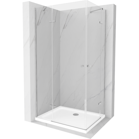 Mexen Roma Duo kabina prysznicowa uchylna 90 x 80 cm, transparent, chrom + brodzik Flat - 854-090-080-01-02-4010