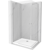 Mexen Roma Duo kabina prysznicowa uchylna 90 x 80 cm, transparent, chrom + brodzik Flat - 854-090-080-01-02-4010