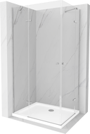 Mexen Roma Duo kabina prysznicowa uchylna 90 x 80 cm, transparent, chrom + brodzik Flat - 854-090-080-01-02-4010