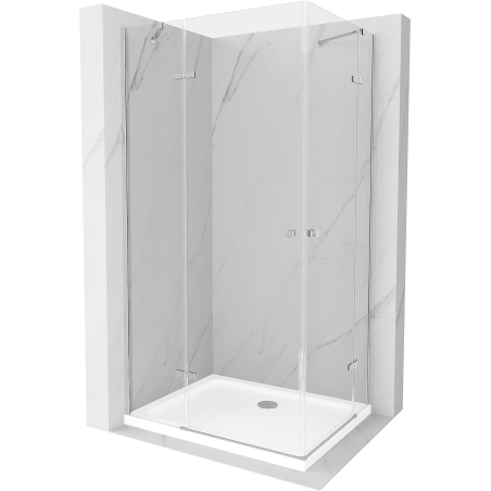 Mexen Roma Duo kabina prysznicowa uchylna 100 x 90 cm, transparent, chrom + brodzik Flat - 854-100-090-01-02-4010