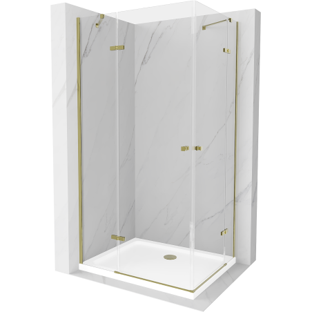 Mexen Roma Duo kabina prysznicowa uchylna 80 x 70 cm, transparent, złota + brodzik Flat - 854-080-070-50-02-4010G