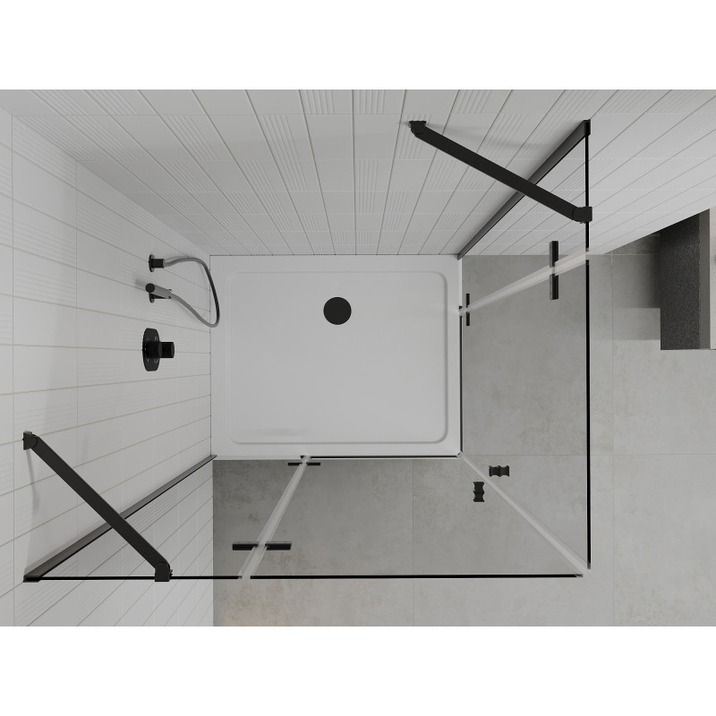 Mexen Roma Duo kabina prysznicowa uchylna 100 x 90 cm, transparent, czarna + brodzik Flat - 854-100-090-70-02-4010B