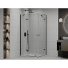 Mexen Roma Duo kabina prysznicowa uchylna 90 x 80 cm, transparent, czarna + brodzik Flat - 854-090-080-70-02-4010B
