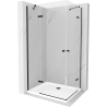 Mexen Roma Duo kabina prysznicowa uchylna 90 x 80 cm, transparent, czarna + brodzik Flat - 854-090-080-70-02-4010B