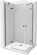 Mexen Roma Duo kabina prysznicowa uchylna 90 x 80 cm, transparent, czarna + brodzik Flat - 854-090-080-70-02-4010B