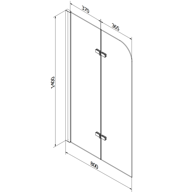 Mexen Vega wanna prostokątna 160 x 70 cm z obudową i parawanem 2-skrzydłowym 80 cm, transparent, czarny - 550116070X9008027000