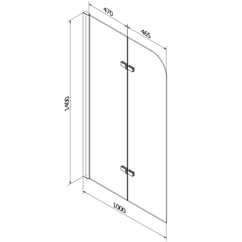 Mexen Vega wanna prostokątna 180 x 80 cm z obudową i parawanem 2-skrzydłowym 100 cm, transparent, czarny - 550118080X9010027000