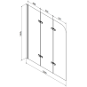 Mexen Cubik wanna prostokątna 160 x 70 cm z obudową i parawanem 3-skrzydłowym 120 cm, transparent, czarny - 550316070X9012037000