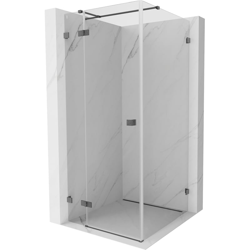Mexen Lunar T kabina prysznicowa uchylna lewa 80 x 80 cm, transparent, gun gray szczotkowany - 834T-080-080-66-00-L