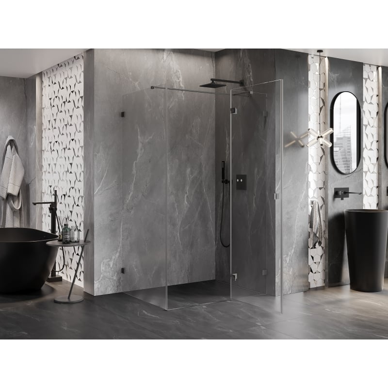 Mexen Lunar T kabina prysznicowa uchylna prawa 90 x 110 cm, transparent, gun gray szczotkowany - 834T-090-110-66-00-P