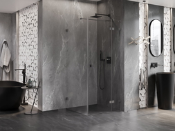 Mexen Lunar T kabina prysznicowa uchylna prawa 100 x 100 cm, transparent, gun gray szczotkowany - 834T-100-100-66-00-P