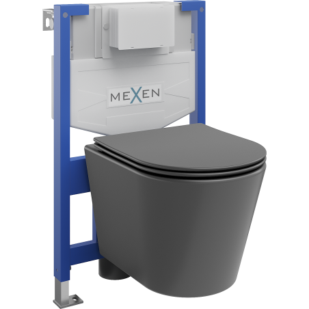 Mexen zestaw podtynkowy WC stelaż Fenix XS-F z miską WC Rico i deską wolnoopadającą, szary ciemny mat - 68030724071