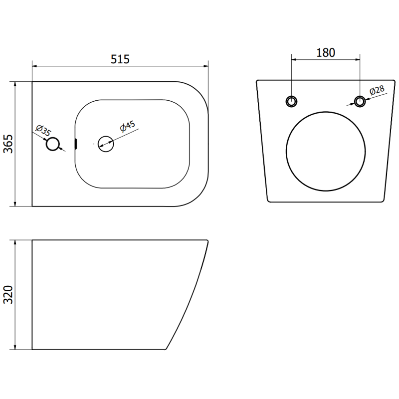Mexen Madox bidet wiszący, szary ciemny mat - 35155161