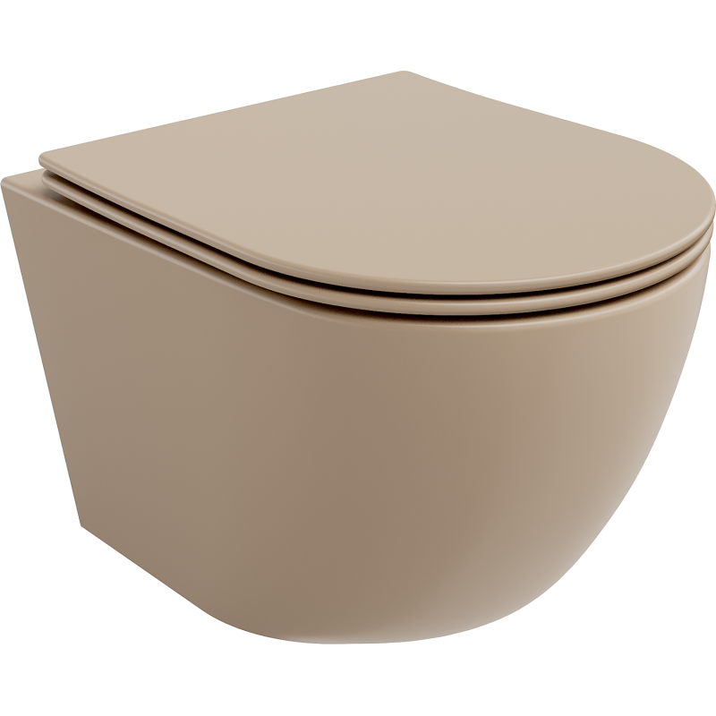 Mexen Lena miska wc Rimless z deską wolnoopadającą slim, duroplast, cappuccino mat - 30224064