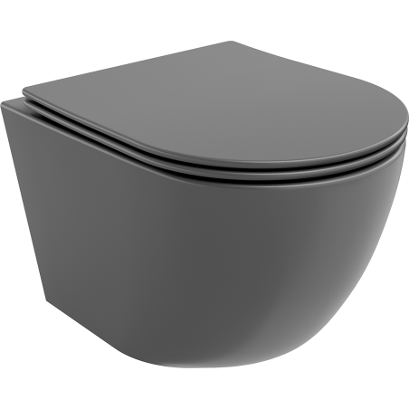 Mexen Lena miska wc Rimless z deską wolnoopadającą slim, duroplast, szara ciemna mat - 30224071