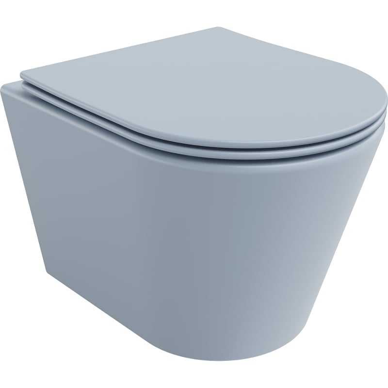 Mexen Rico miska wc Rimless z deską wolnoopadającą slim, duroplast, szara-niebieska mat - 30724069