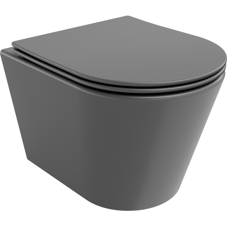 Mexen Rico miska wc Rimless z deską wolnoopadającą slim, duroplast, szara ciemna mat - 30724071