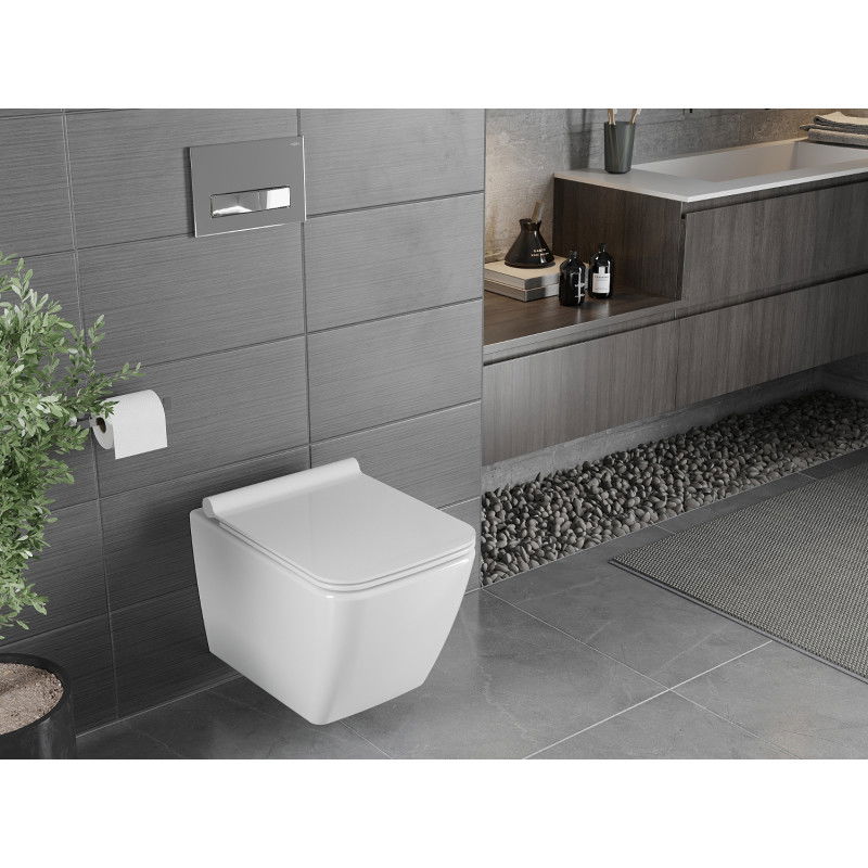 Mexen Vega miska wc Rimless z deską wolnoopadającą slim, duroplast, biała połysk - 30654000