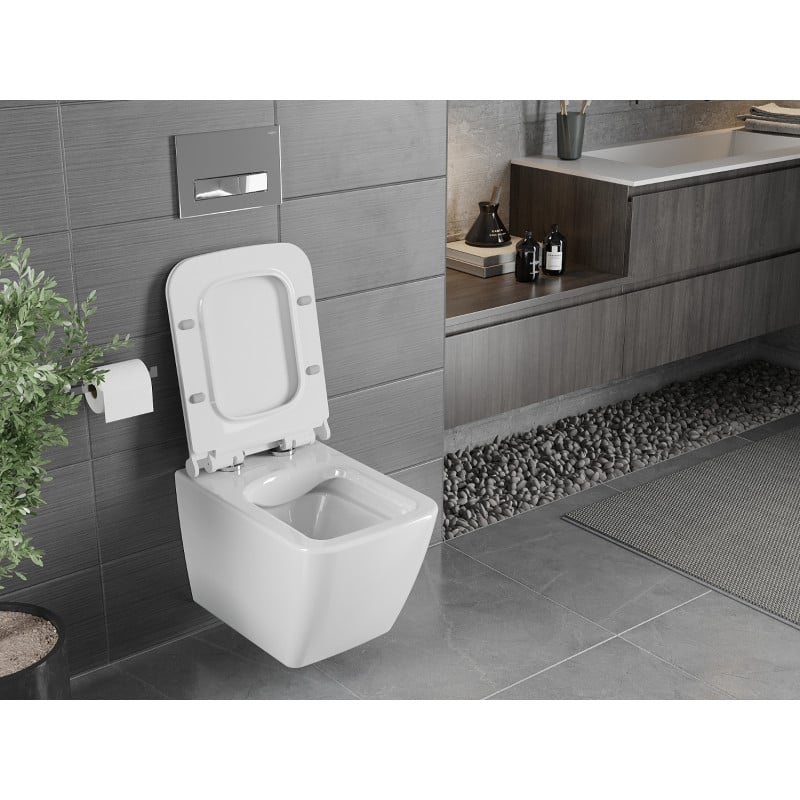 Mexen Vega miska wc Rimless z deską wolnoopadającą slim, duroplast, biała połysk - 30654000