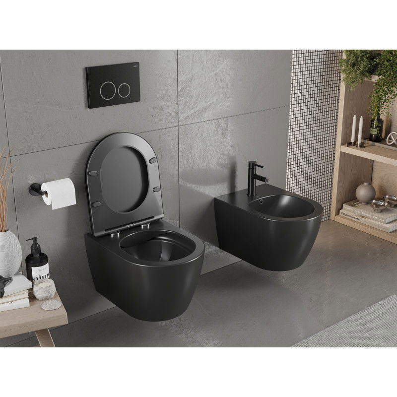 Mexen Carmen miska wc Rimless z deską wolnoopadającą slim, duroplast, czarna mat - 30881085