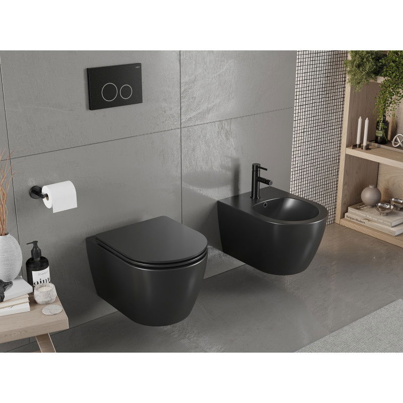 Mexen Carmen miska wc Rimless z deską wolnoopadającą slim, duroplast, czarna mat - 30881085