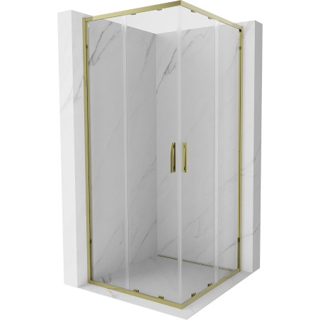 Mexen Exo-S Duo kabina prysznicowa kwadratowa rozsuwana 85 x 85 cm, transparent, złota - 8111-085-085-50-00