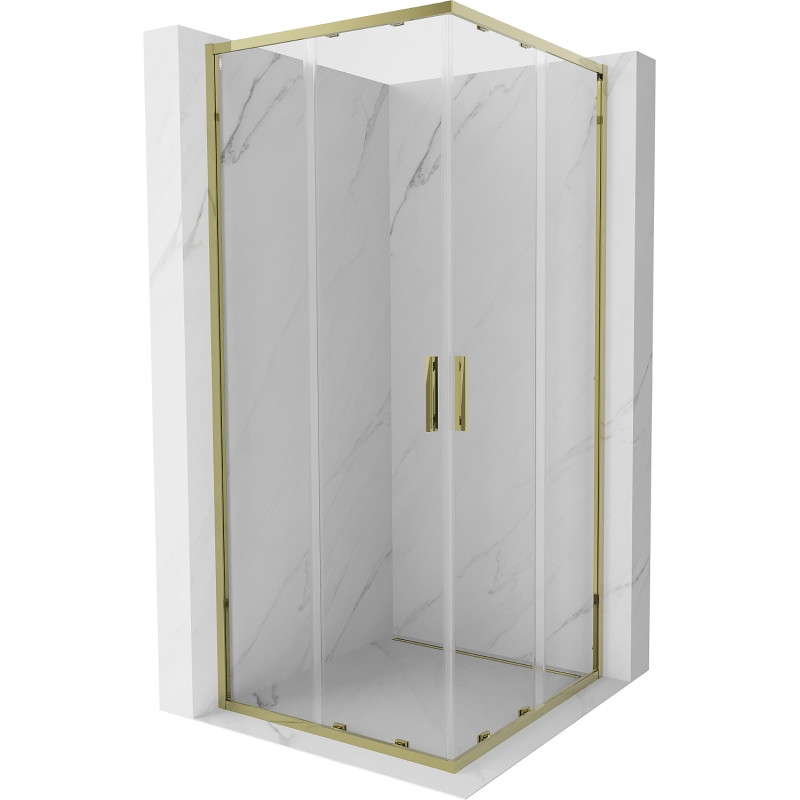 Mexen Exo-S Duo kabina prysznicowa kwadratowa rozsuwana 95 x 95 cm, transparent, złota - 8111-095-095-50-00
