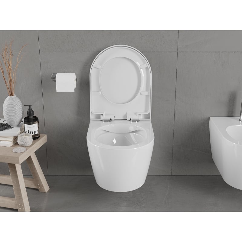 Mexen Carmen miska wc Rimless z deską wolnoopadającą twarda, duroplast, biała połysk - 30880200