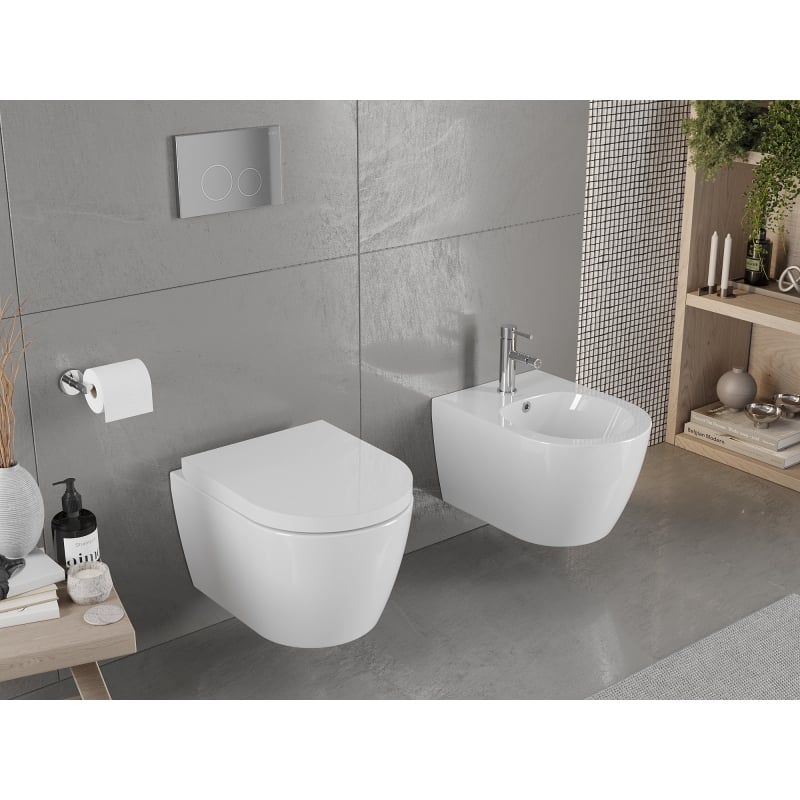 Mexen Carmen miska wc Rimless z deską wolnoopadającą twarda, duroplast, biała połysk - 30880200