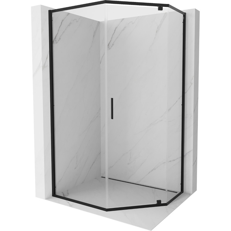 Mexen Exo-R kabina prysznicowa pięciokątna uchylna 100 x 90 cm, transparent, czarna - 812-100-090-70-00